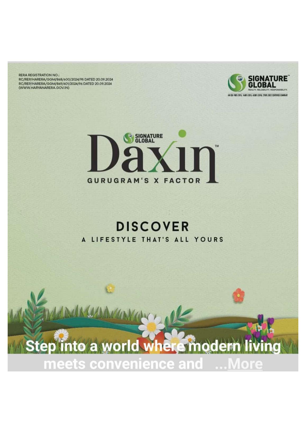 Signature Global Daxin Vistas premium independent floors brochure cover